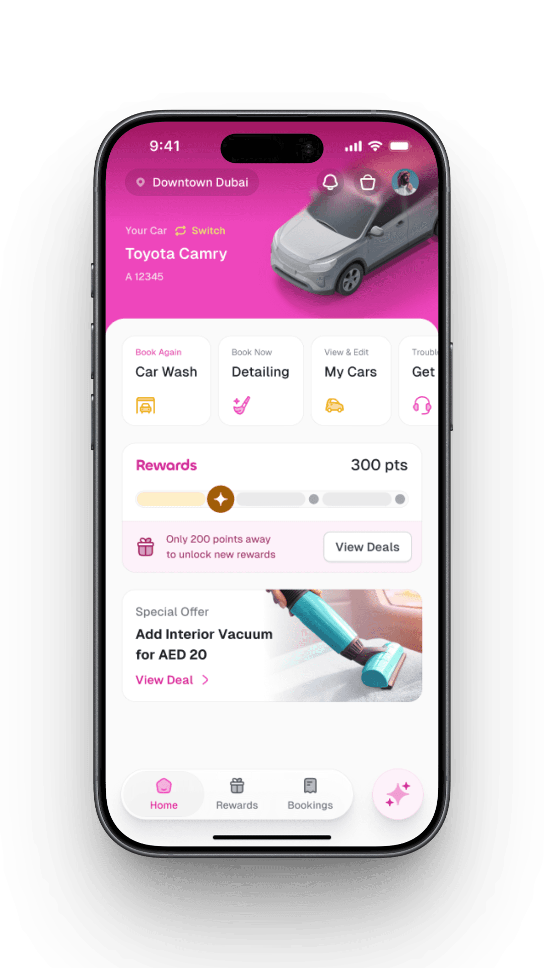 YallaWash app booking screen