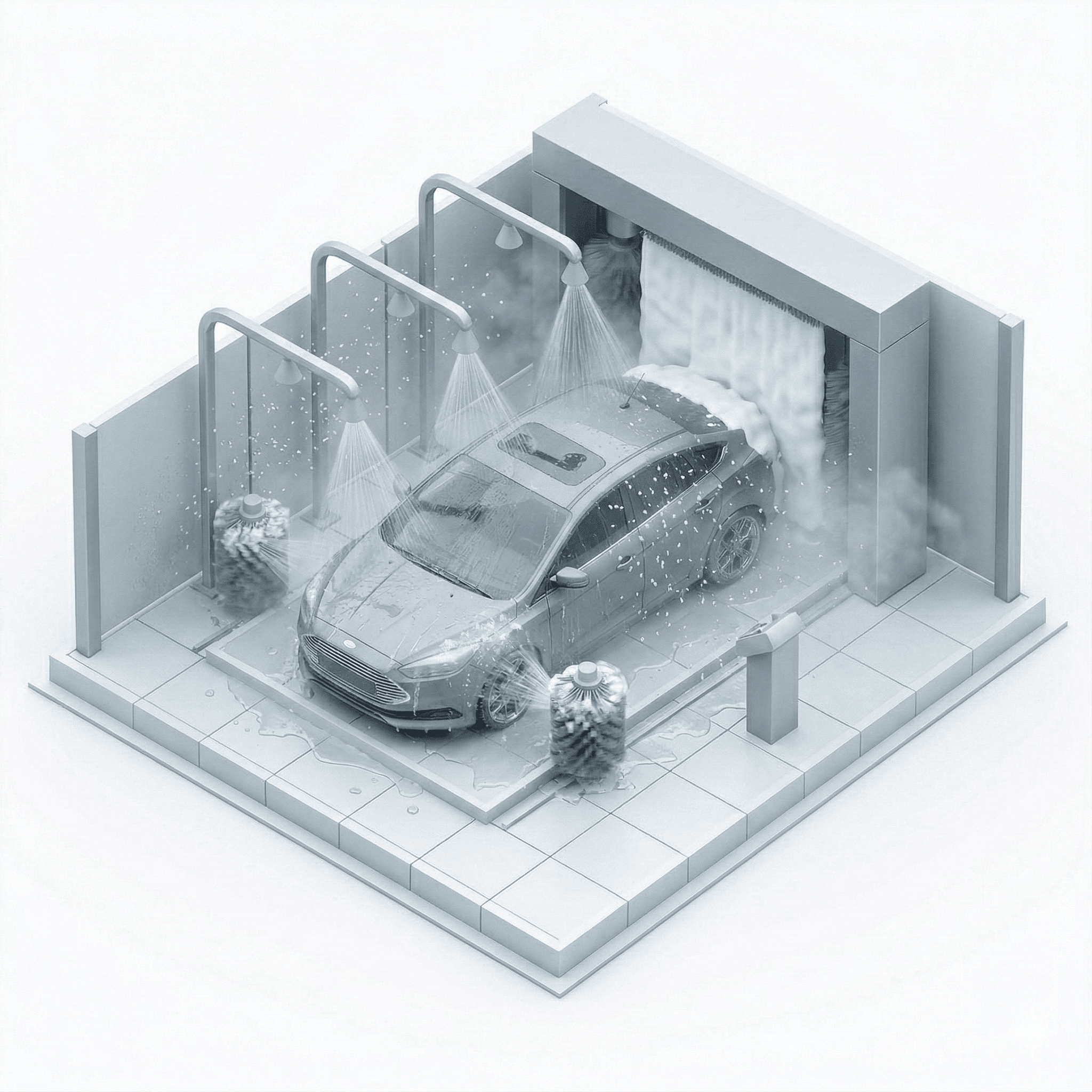 3D illustration of automatic car wash